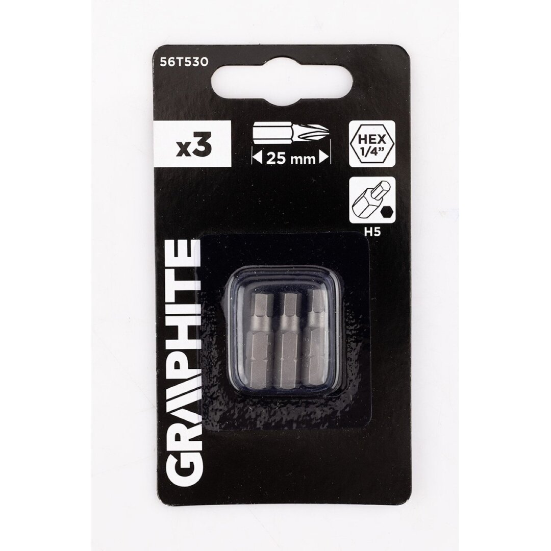 Šešiakampiai antgaliukai - bitai H5 x 25 mm, 3 vnt 1 Šešiakampiai antgaliukai - bitai H5 x 25 mm, 3 vnt 1