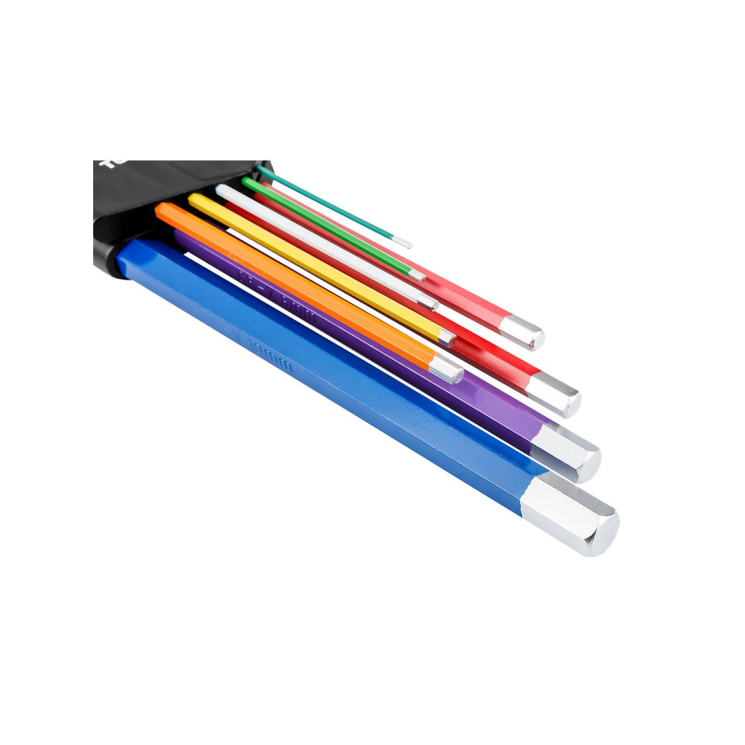 Šešiakampiai raktai, 1.5-10 mm spalvoti 9 vnt. 4 Šešiakampiai raktai, 1.5-10 mm spalvoti 9 vnt. 4