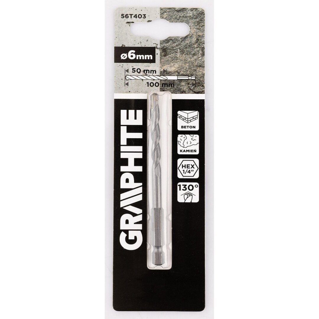 Šešiakampis Betono grąžtas 6 mm 1 Šešiakampis Betono grąžtas 6 mm 1