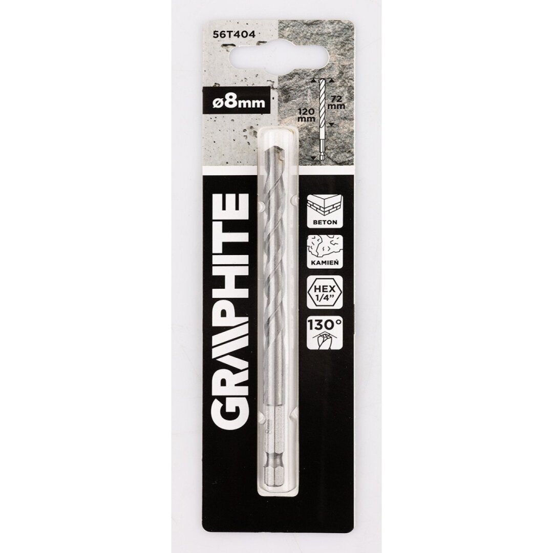 Šešiakampis Betono grąžtas 8 mm 1 Šešiakampis Betono grąžtas 8 mm 1