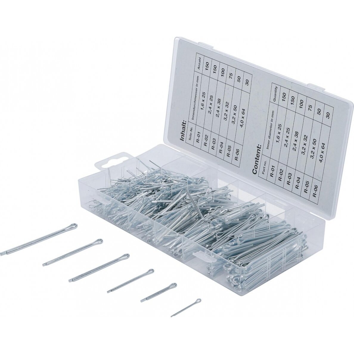 Segtukų tiesių asortimentas | Ø 1.6 - 4.0 mm | 555 vnt. (8048) Segtukų tiesių asortimentas | Ø 1.6 - 4.0 mm | 555 vnt. (8048)