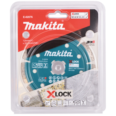 Segmentinis diskas betonui Makita E-02076, 125MM X-LOCK 2 Segmentinis diskas betonui Makita E-02076, 125MM X-LOCK 2