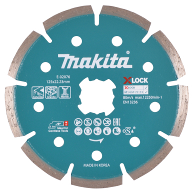 Segmentinis diskas betonui Makita E-02076, 125MM X-LOCK Segmentinis diskas betonui Makita E-02076, 125MM X-LOCK