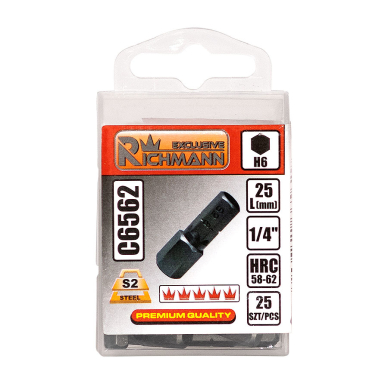 Šešiak. vidinis antgalis 1/4", 6x25 mm Šešiak. vidinis antgalis 1/4", 6x25 mm