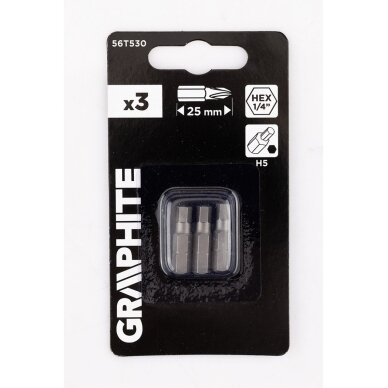 Šešiakampiai antgaliukai - bitai H5 x 25 mm, 3 vnt 1 Šešiakampiai antgaliukai - bitai H5 x 25 mm, 3 vnt 1