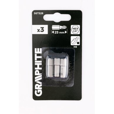 Šešiakampiai antgaliukai - bitai H8 x 25 mm, 3 vnt 1