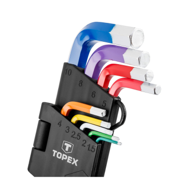 Šešiakampiai raktai, 1.5-10 mm spalvoti 9 vnt. 3 Šešiakampiai raktai, 1.5-10 mm spalvoti 9 vnt. 3