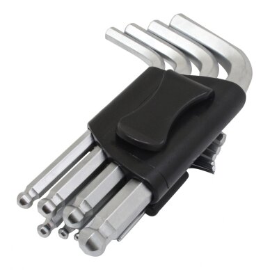 Šešiakampiai raktai apvaliu galu 9vnt.H1,5-H10mm 1