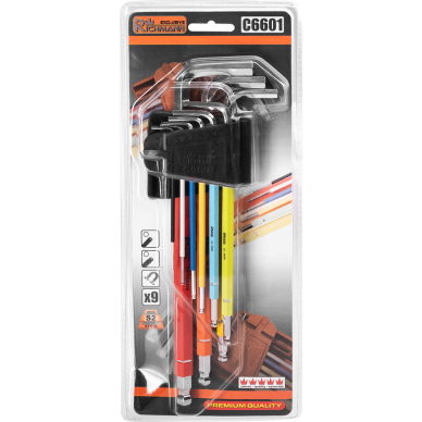 Šešiakampiai raktai "Richmann" HEX 1,5 - 10 mm, 9 vnt. 2 Šešiakampiai raktai "Richmann" HEX 1,5 - 10 mm, 9 vnt. 2