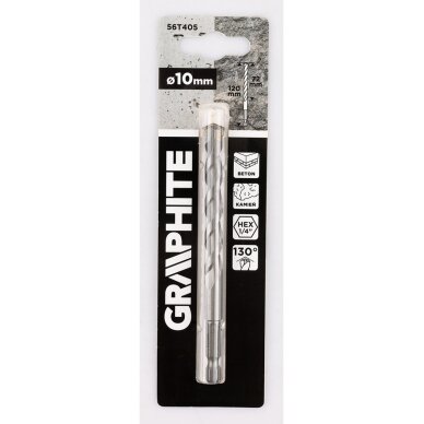 Šešiakampis Betono grąžtas 10 mm 1 Šešiakampis Betono grąžtas 10 mm 1