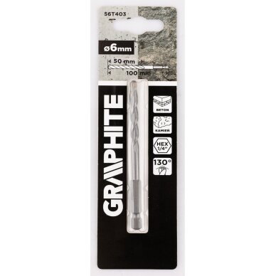 Šešiakampis Betono grąžtas 6 mm 1 Šešiakampis Betono grąžtas 6 mm 1