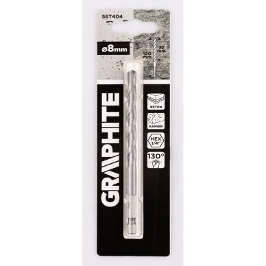 Šešiakampis Betono grąžtas 8 mm 1 Šešiakampis Betono grąžtas 8 mm 1