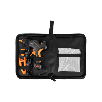 Set: glue application gun, 11 mm, 60/100 W, 12 glue cartridges, 3 finger guards, material case 4