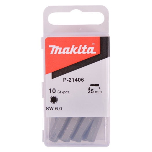 Šešiakampis sukimo antgalis Makita P-21406, 25x6 (10 vnt.) Šešiakampis sukimo antgalis Makita P-21406, 25x6 (10 vnt.)