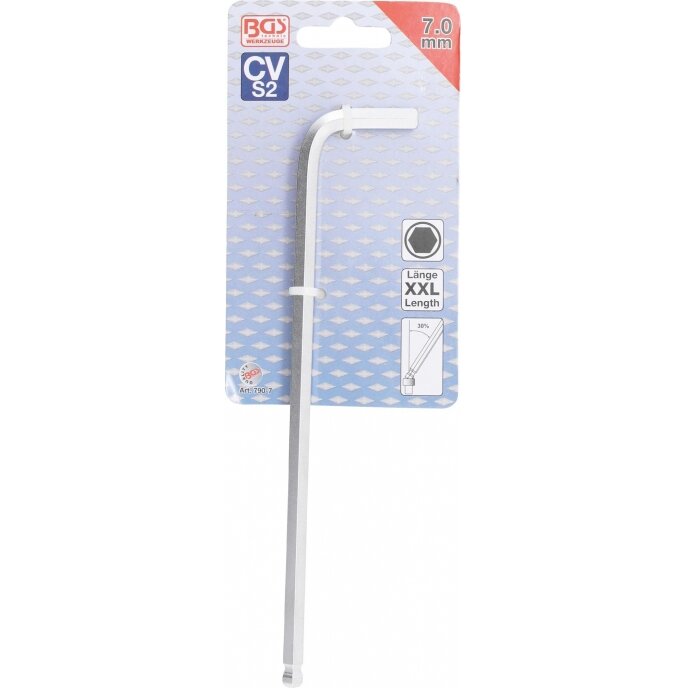 Šešiakampis raktas lenktas ilgas šarnyrinis 195 mm, 7.0 mm (790-7) Šešiakampis raktas lenktas ilgas šarnyrinis 195 mm, 7.0 mm (790-7)