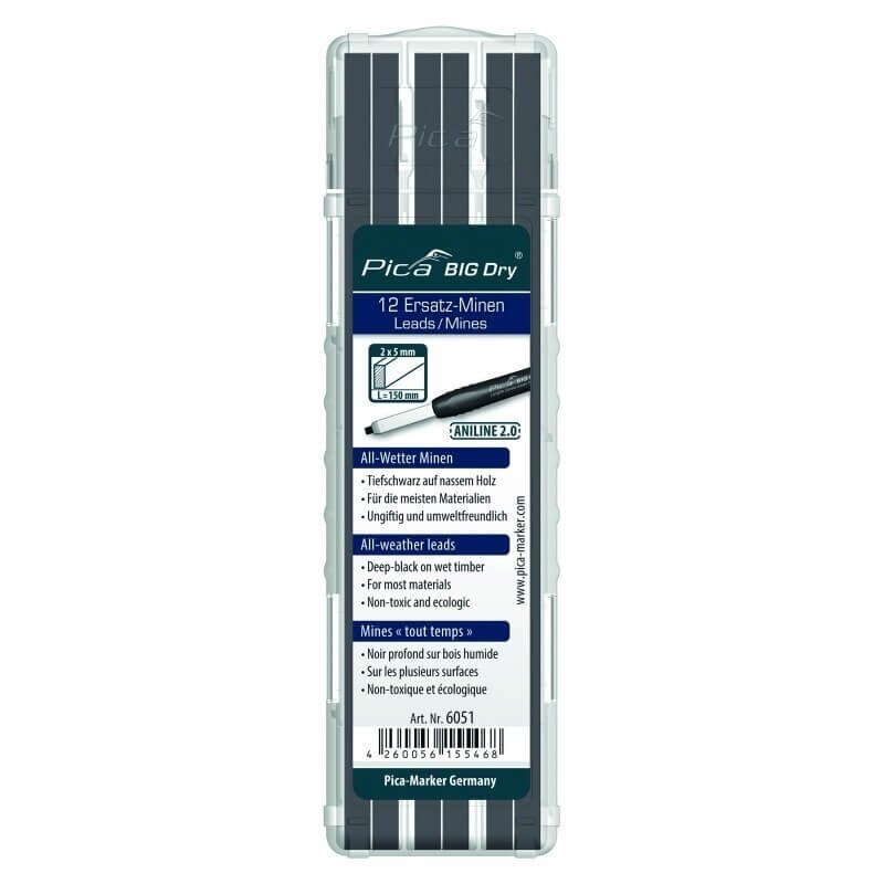 Šerdys šlapiai medienai žymėti PICA Anline 2,0 BIG Dry žymekliui, 12vnt. Šerdys šlapiai medienai žymėti PICA Anline 2,0 BIG Dry žymekliui, 12vnt.