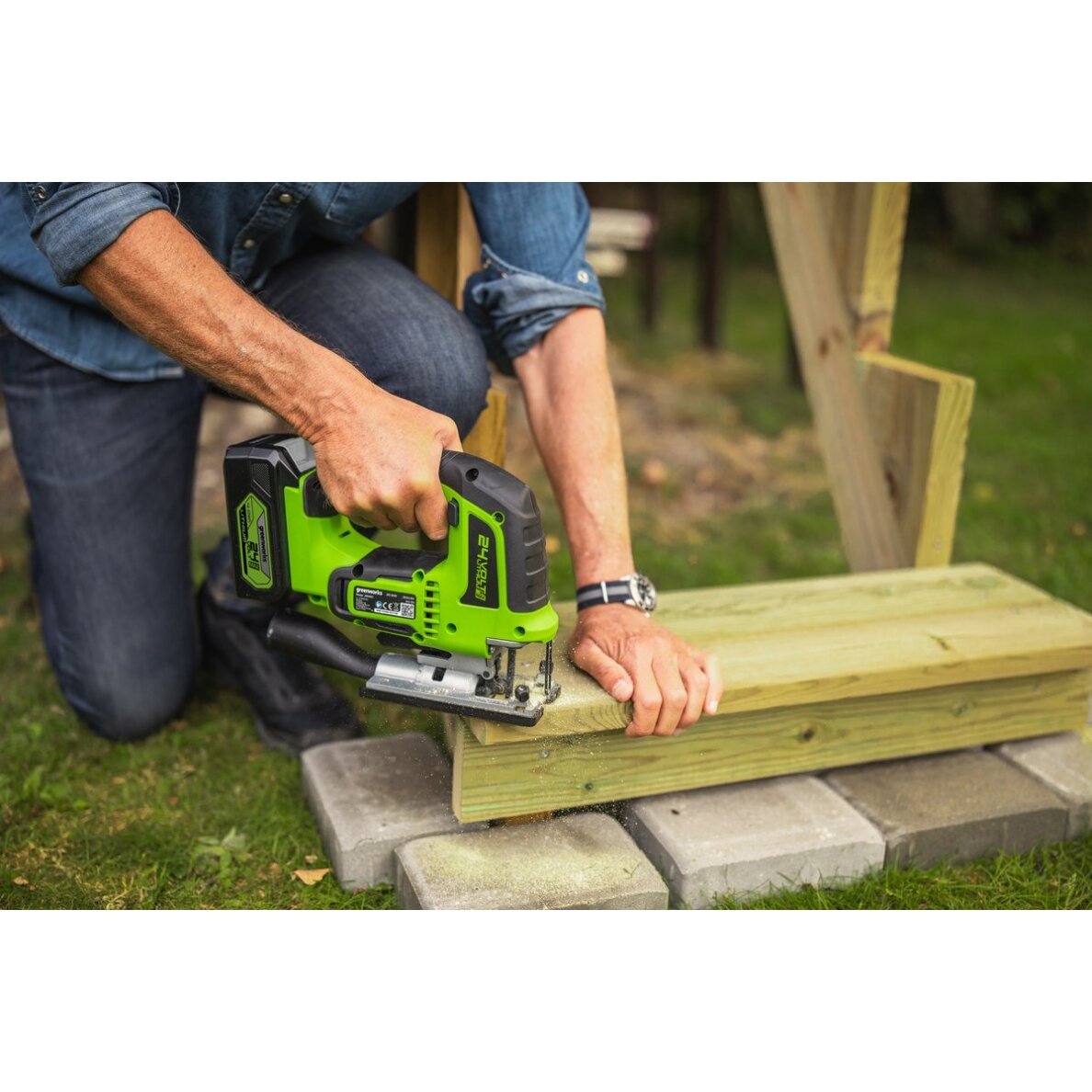 Akumuliatorinis siaurapjūklis Greenworks GD24JS, 24 V, (tik įrankis) 4