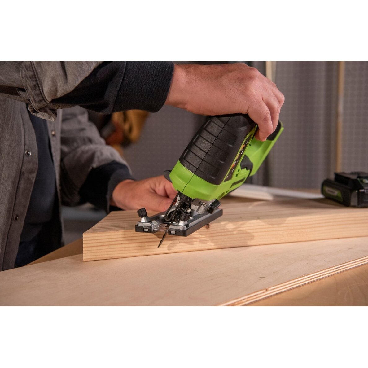 Akumuliatorinis siaurapjūklis Greenworks GD24JS, 24 V, (tik įrankis) 7 Akumuliatorinis siaurapjūklis Greenworks GD24JS, 24 V, (tik įrankis) 7