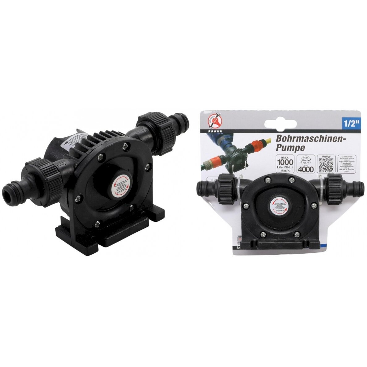 Siurblys su antgaliais statomas į grąžtą | 1/2" | 1000 l / h (50830) Siurblys su antgaliais statomas į grąžtą | 1/2" | 1000 l / h (50830)