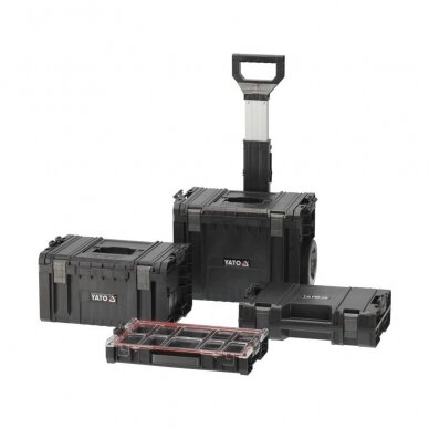 Sisteminių dėžių komplektas ant ratų 4 vnt 35B23B41G28W S12 (YT-09174) 1 Sisteminių dėžių komplektas ant ratų 4 vnt 35B23B41G28W S12 (YT-09174) 1