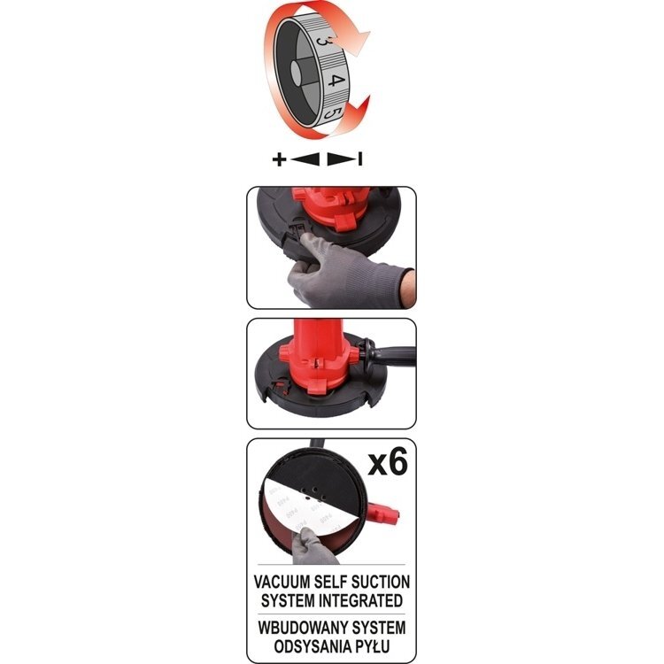 Sienų ir lubų šlifavimo mašinėlė Yato YT-82340, 225mm (žirafa) 1220W 3 Sienų ir lubų šlifavimo mašinėlė Yato YT-82340, 225mm (žirafa) 1220W 3