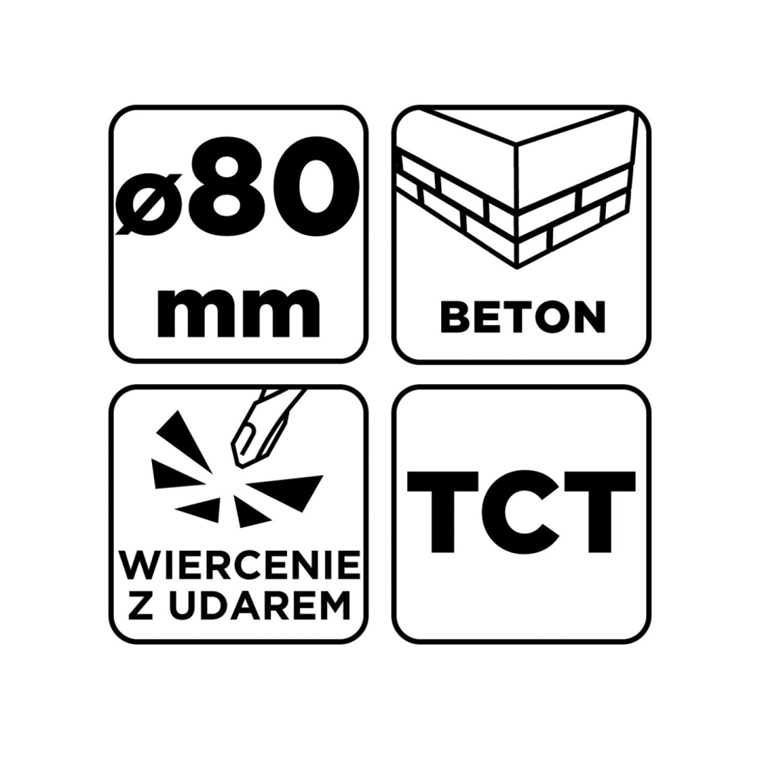 Skylių gręžimo krūna 80 mm 8 Skylių gręžimo krūna 80 mm 8