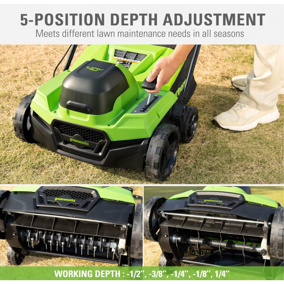 SKARIFIKATORIUS II 38cm Greenworks 24X2V GD24X2SC38II (tik įrankis) 3 SKARIFIKATORIUS II 38cm Greenworks 24X2V GD24X2SC38II (tik įrankis) 3