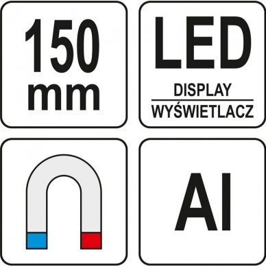 Skaitmeninis su LED gulščiukas Yato, 150 mm 6 Skaitmeninis su LED gulščiukas Yato, 150 mm 6