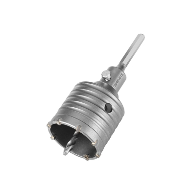 Skylių gręžimo krūna 65 mm su HEX adapteriu ir kontroliniu grąžtu Skylių gręžimo krūna 65 mm su HEX adapteriu ir kontroliniu grąžtu