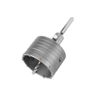 Skylių gręžimo krūna 85 mm su HEX adapteriu ir kontroliniu grąžtu Skylių gręžimo krūna 85 mm su HEX adapteriu ir kontroliniu grąžtu