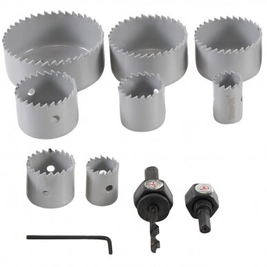 Skylių pjovimo grąžtai 19 - 64 mm, 11 vnt. Skylių pjovimo grąžtai 19 - 64 mm, 11 vnt.