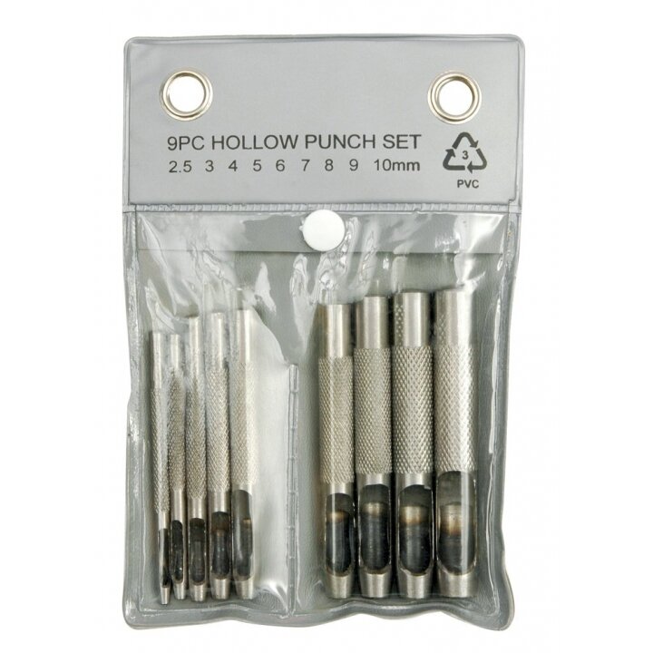 Skylių išmušėjų odoje rinkinys | 2,5-10 mm | 9 vnt. (76705) Skylių išmušėjų odoje rinkinys | 2,5-10 mm | 9 vnt. (76705)