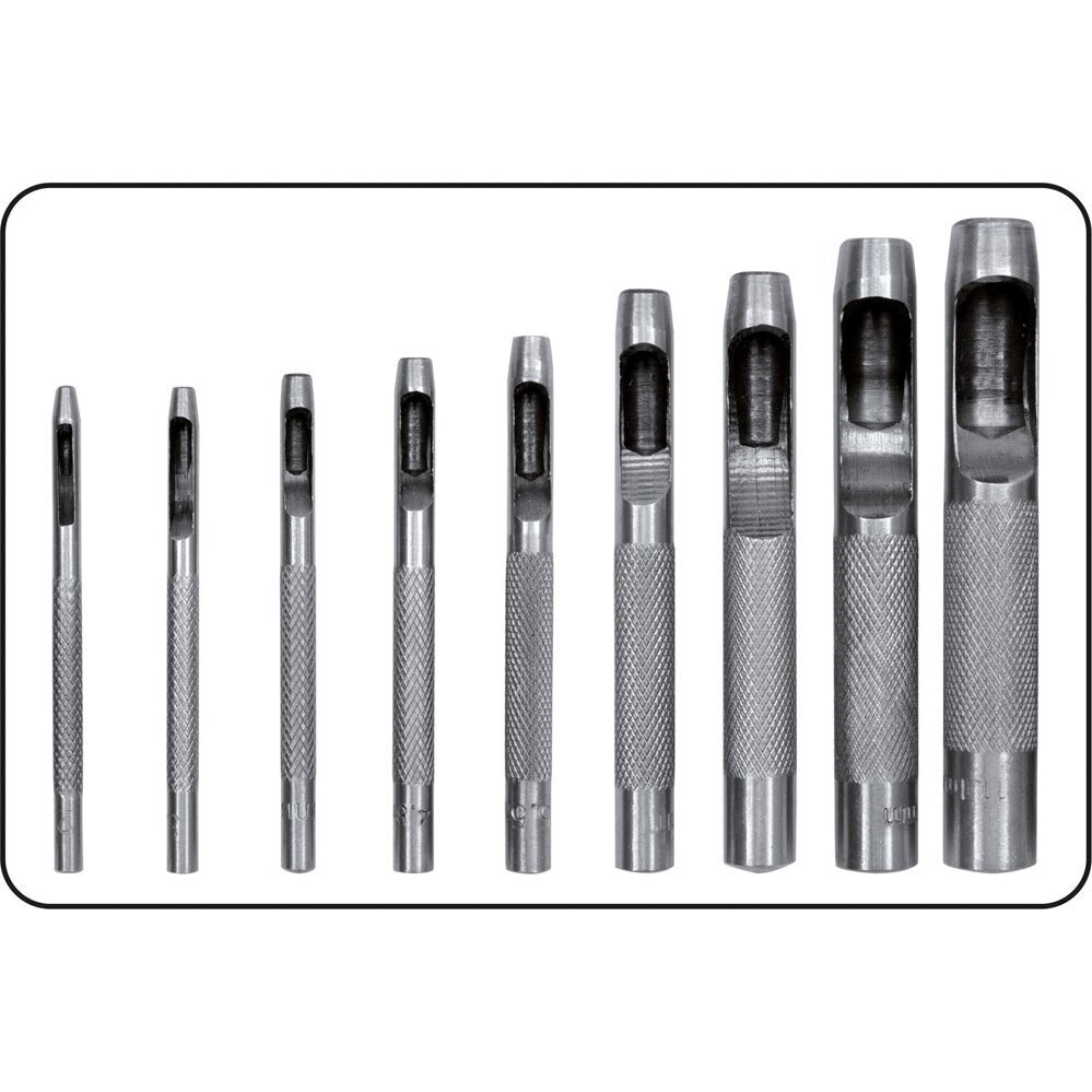 Skylių išmušėjų odoje rinkinys | 2,5-10 mm | 9 vnt. (YT-3590) 1 Skylių išmušėjų odoje rinkinys | 2,5-10 mm | 9 vnt. (YT-3590) 1