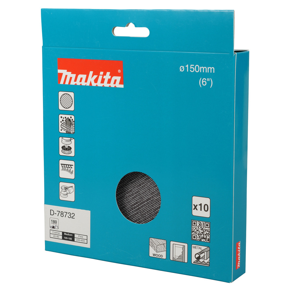 Šlifavimo tinklelis Makita D-78732 su aliuminio oksido danga, 150mm A180 2 Šlifavimo tinklelis Makita D-78732 su aliuminio oksido danga, 150mm A180 2