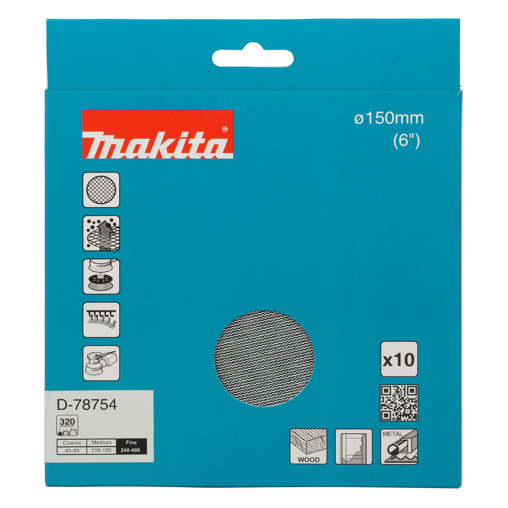 Šlifavimo tinklelis Makita D-78754 su aliuminio oksido danga, 150mm A320 1 Šlifavimo tinklelis Makita D-78754 su aliuminio oksido danga, 150mm A320 1