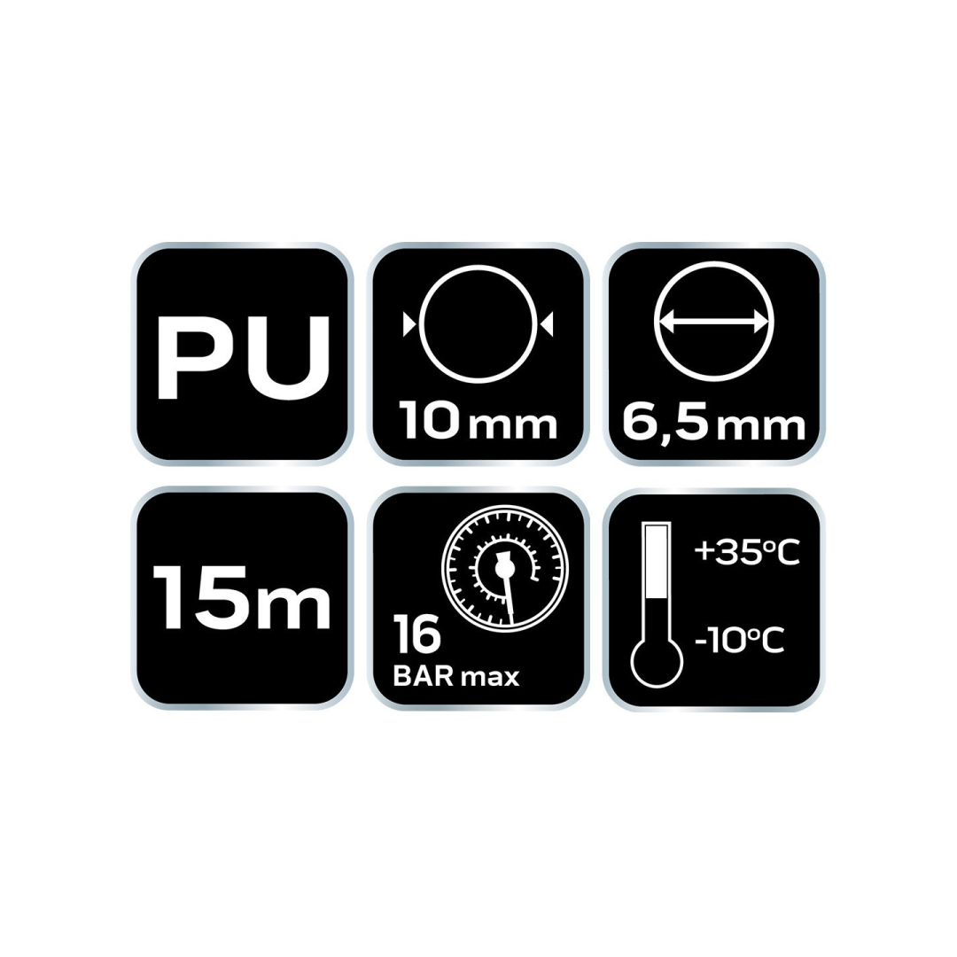 Slėgio žarnos spiralė 6,5 x 10 mm, 15 m, PU 8