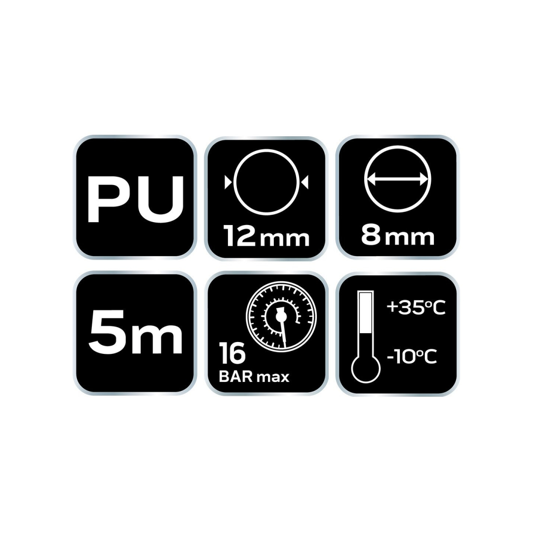 Slėgio žarnos spiralė 8,0 x 12 mm, 5 m, PU 8