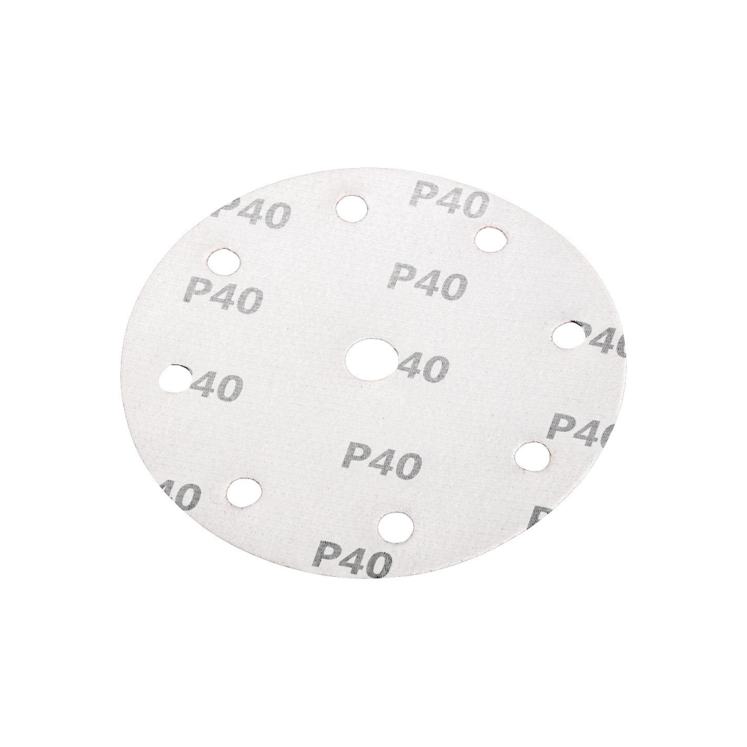 Šlifavimo diskai 150 mm, P40, 5 vnt, su 9 skylėmis 04-721 6 Šlifavimo diskai 150 mm, P40, 5 vnt, su 9 skylėmis 04-721 6