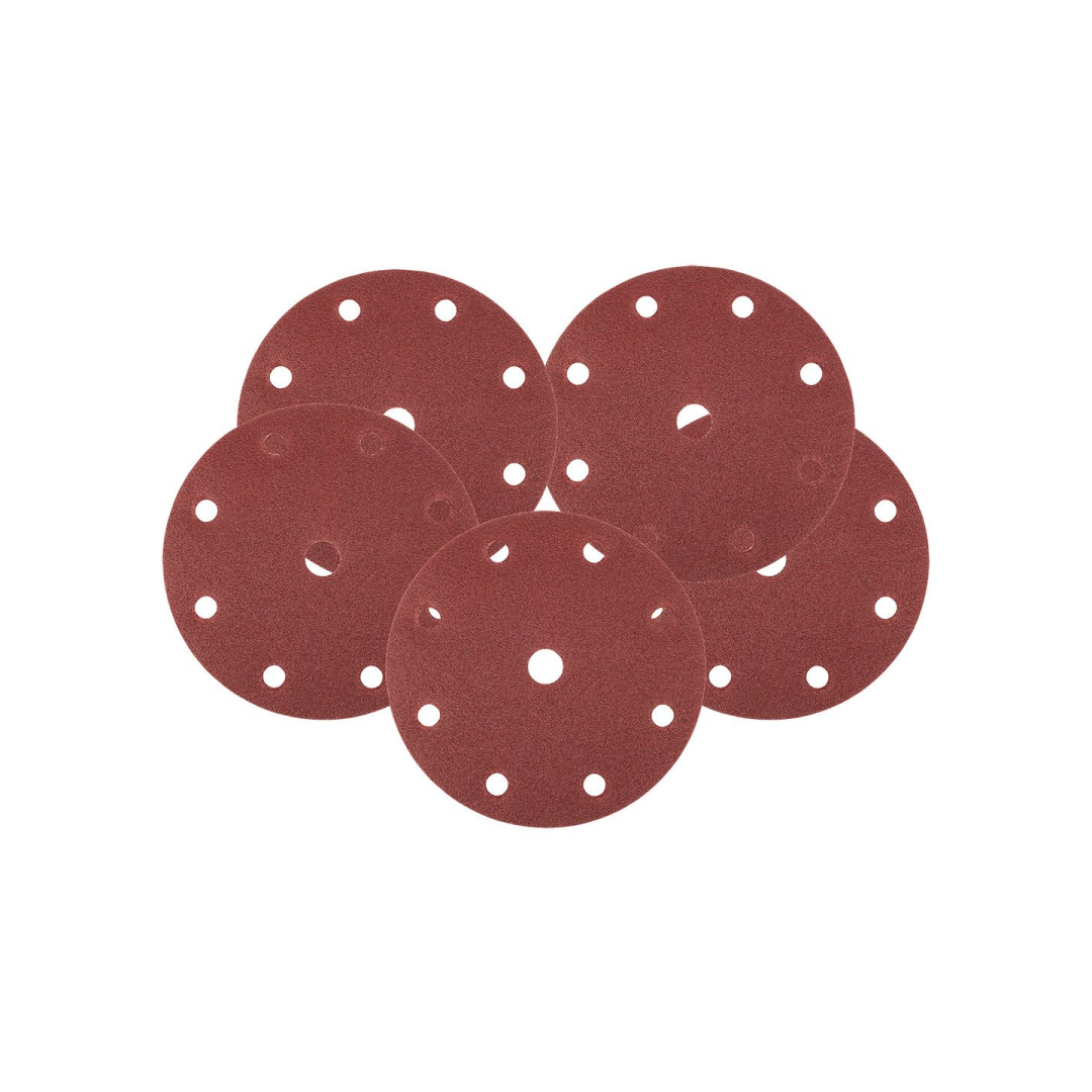 Šlifavimo diskai 150 mm, P60, 5 vnt, su 9 skylėmis 04-721 Šlifavimo diskai 150 mm, P60, 5 vnt, su 9 skylėmis 04-721