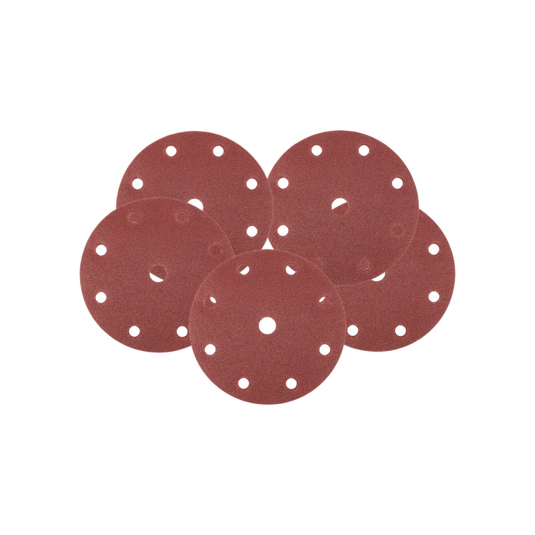 Šlifavimo diskai 150 mm, P80, 5 vnt, su 9 skylėmis 04-721 Šlifavimo diskai 150 mm, P80, 5 vnt, su 9 skylėmis 04-721