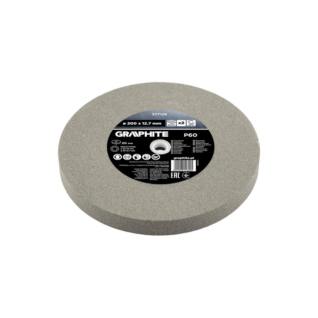 Šlifavimo diskai 200 x 20/16/12,7 x 20 mm, p60, 2 vnt. 2 Šlifavimo diskai 200 x 20/16/12,7 x 20 mm, p60, 2 vnt. 2