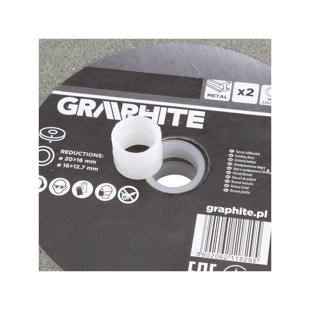 Šlifavimo diskai 200 x 20/16/12,7 x 20 mm, p60, 2 vnt. 7 Šlifavimo diskai 200 x 20/16/12,7 x 20 mm, p60, 2 vnt. 7