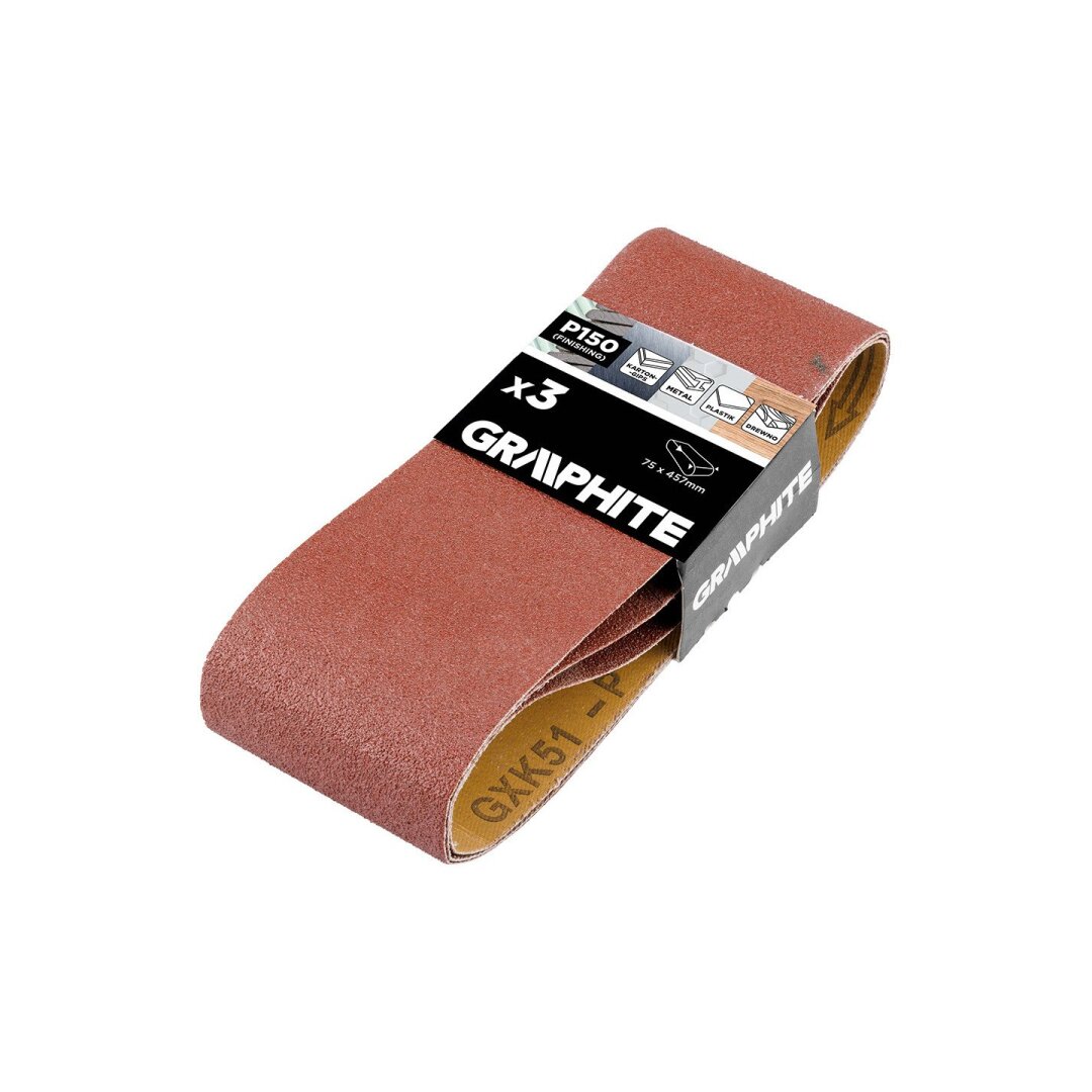 Šlifavimo juosta 75 x 457 mm, p150, 3 vnt 1 Šlifavimo juosta 75 x 457 mm, p150, 3 vnt 1