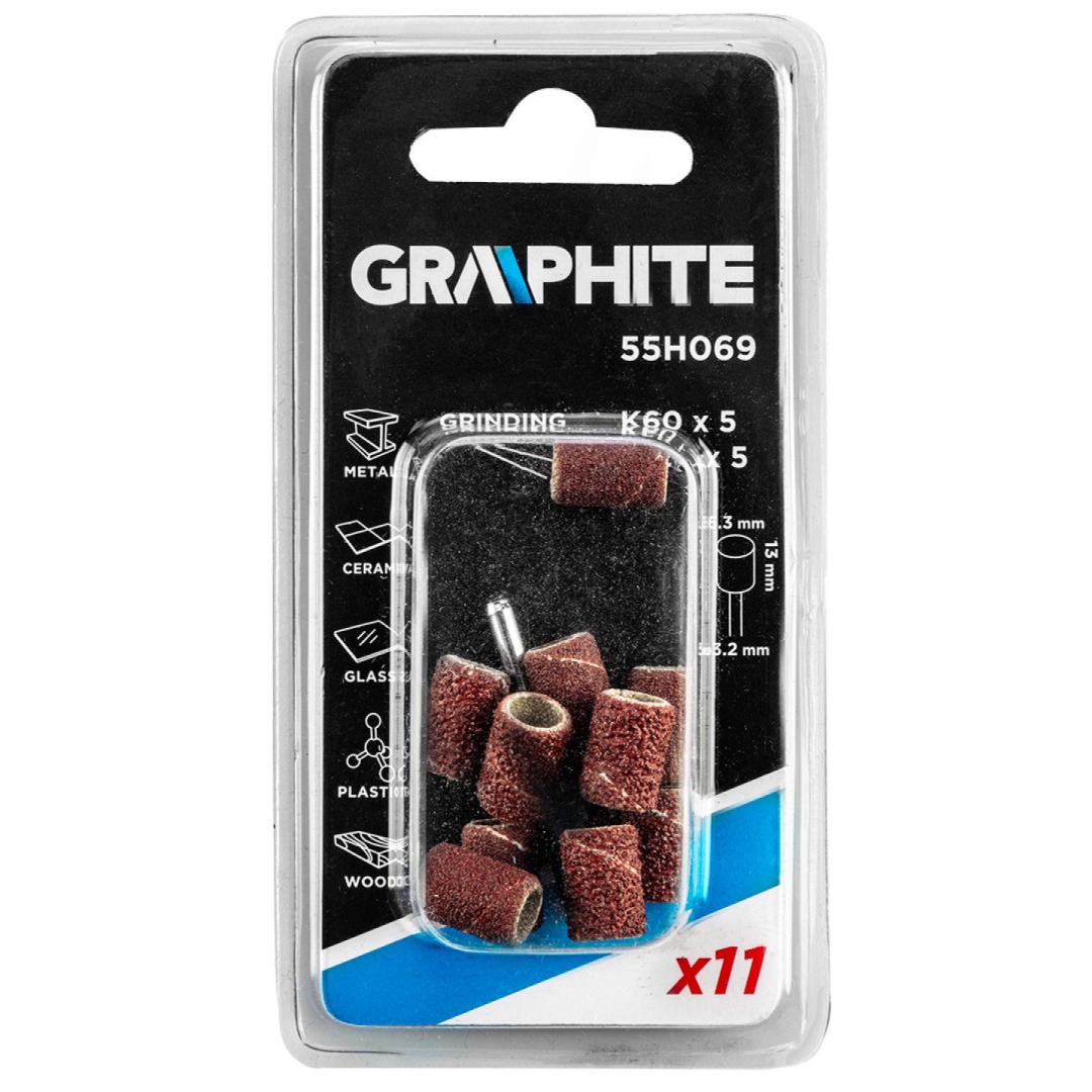 Šlifavimo juostos 6,3 mm, K60, K120, rinkinys 10 vnt. + 3,2 mm kotas 1 Šlifavimo juostos 6,3 mm, K60, K120, rinkinys 10 vnt. + 3,2 mm kotas 1