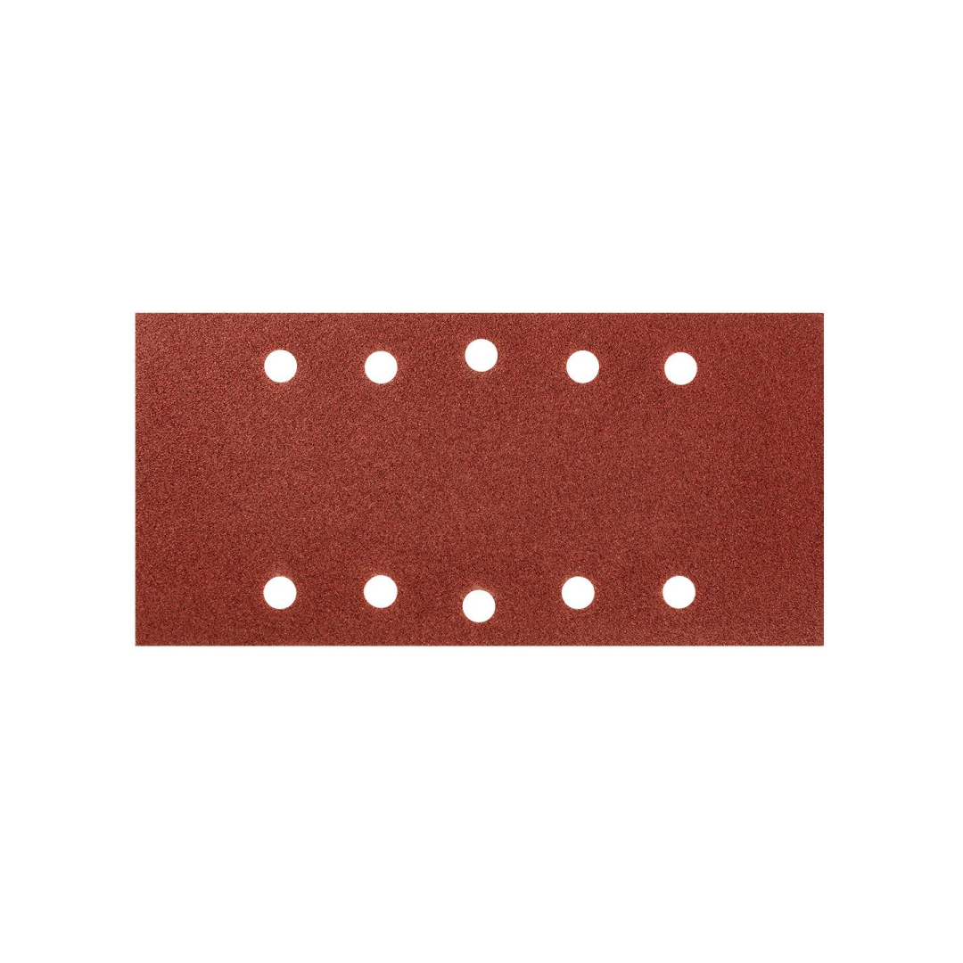 Šlifavimo popierius su „Velcro“ tvirtinimu 115 x 230 mm, K100, 5 vnt, su skylutėmis 3 Šlifavimo popierius su „Velcro“ tvirtinimu 115 x 230 mm, K100, 5 vnt, su skylutėmis 3