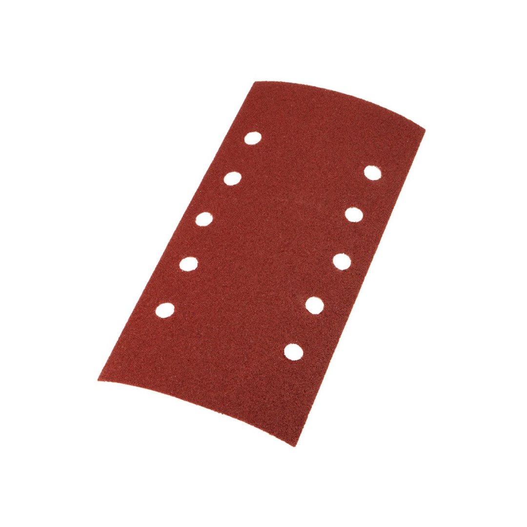 Šlifavimo popierius su „Velcro“ tvirtinimu 115 x 230 mm, K100, 5 vnt, su skylutėmis 6 Šlifavimo popierius su „Velcro“ tvirtinimu 115 x 230 mm, K100, 5 vnt, su skylutėmis 6