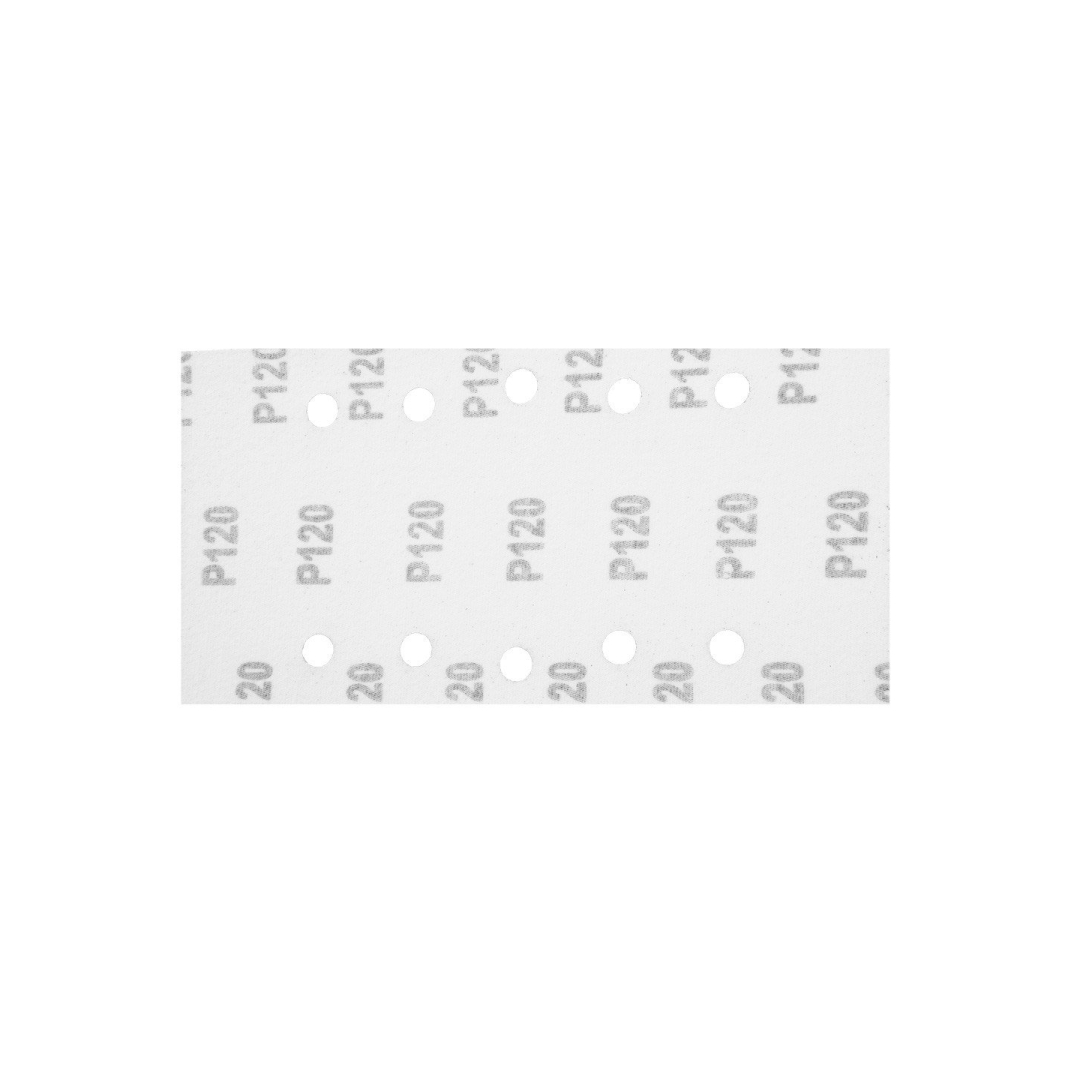 Šlifavimo popierius su „Velcro“ tvirtinimu 115 x 230 mm, K120, 5 vnt, su skylutėmis 5 Šlifavimo popierius su „Velcro“ tvirtinimu 115 x 230 mm, K120, 5 vnt, su skylutėmis 5