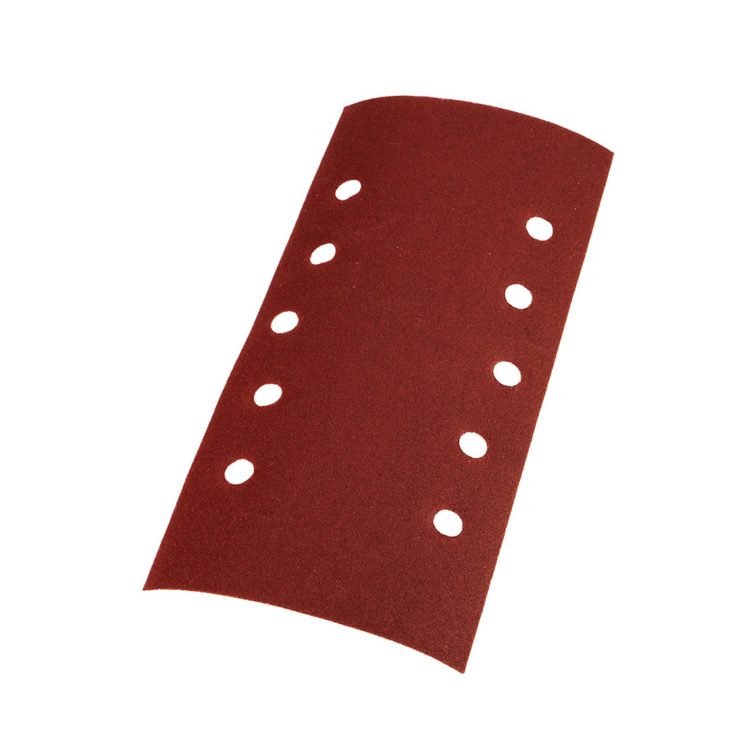 Šlifavimo popierius su „Velcro“ tvirtinimu 115 x 230 mm, K180, 5 vnt, su skylutėmis 6 Šlifavimo popierius su „Velcro“ tvirtinimu 115 x 230 mm, K180, 5 vnt, su skylutėmis 6