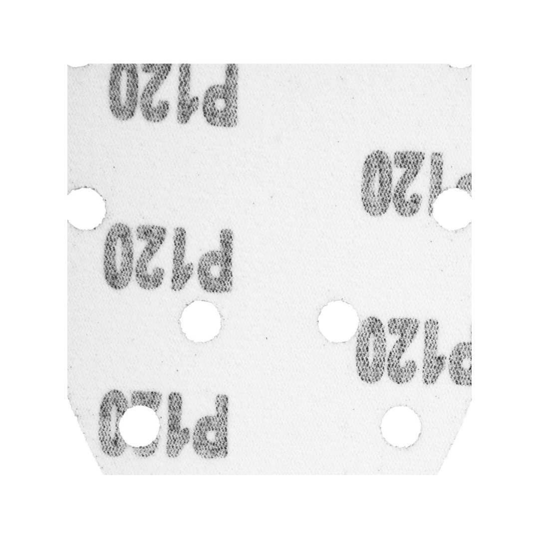Šlifavimo popierius su „Velcro“ tvirtinimu delta 140 x 140 x 80 mm, K120, 5 vnt, su skylutėmis 7 Šlifavimo popierius su „Velcro“ tvirtinimu delta 140 x 140 x 80 mm, K120, 5 vnt, su skylutėmis 7