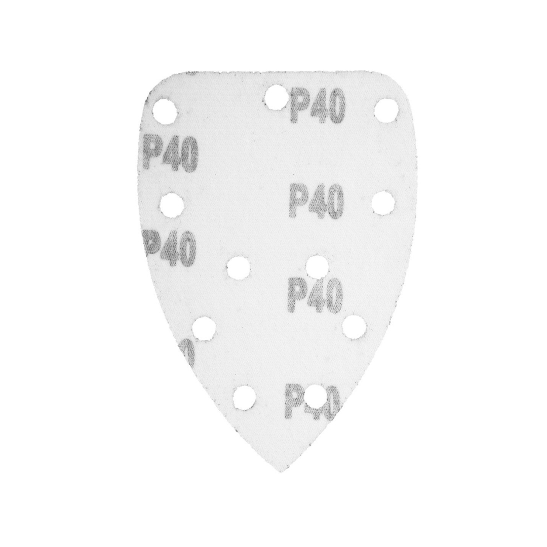 Šlifavimo popierius su „Velcro“ tvirtinimu delta 140 x 140 x 80 mm, K40, 5 vnt, su skylutėmis 5